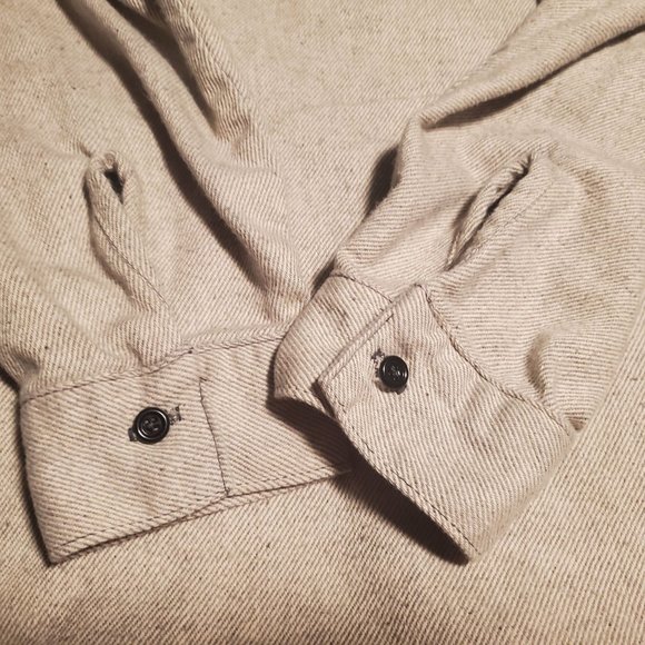 Vintage FiveBrother 4X Heavy Flannel Shirt Beige/Gray BUTTON USA UNION MADE - Picture 3 of 11